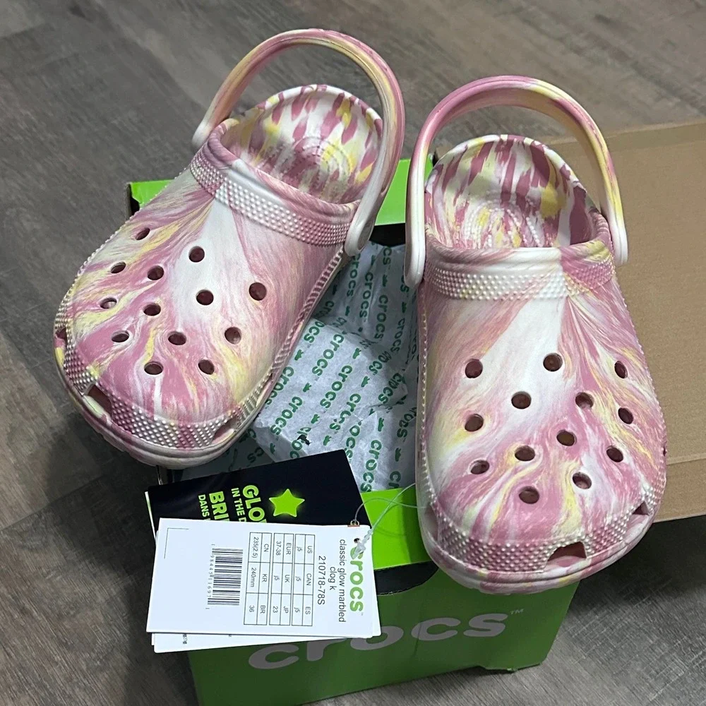 Crocs Classic Marbled Glow In The Dark Croc Size J5